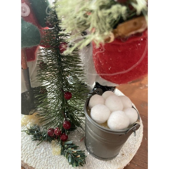 Vintage 14”Stuffed Felt standing Santa & boy 8"snow bottle brush tree snowballs - Picture 7 of 12